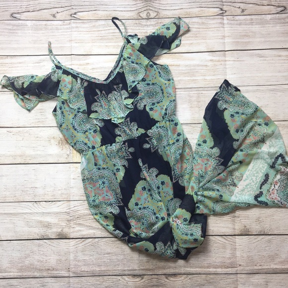 LILY ROSE Paisley Cold-Shoulder Maxi Dress M - Picture 5 of 7